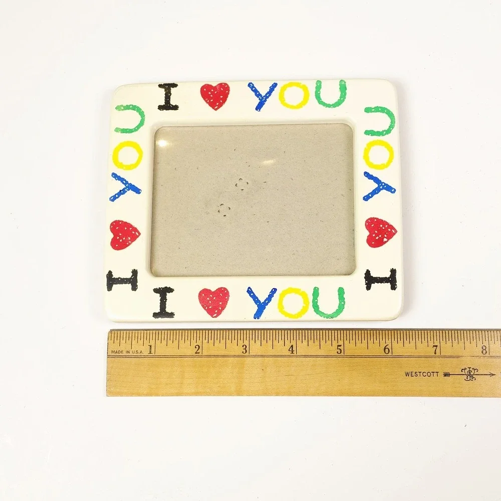 Vintage I Love You Ceramic Picture Frame Colorful Photo Retro 90s Valentines